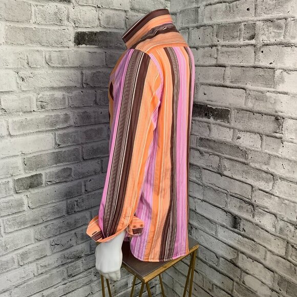 Jack Lipson Sport Casual Striped Print Flip Cuff Shirt - Picture 8 of 13